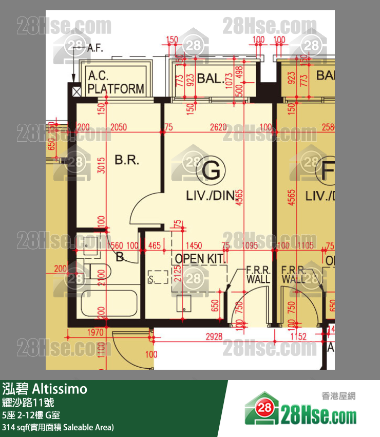 泓碧 大廈 5座 10樓 G室 平面圖
