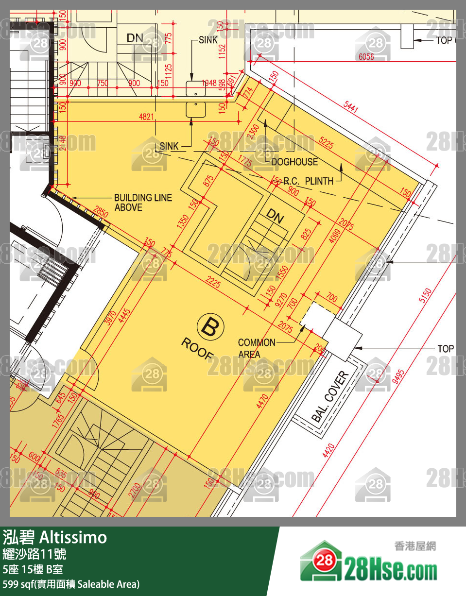 泓碧 大廈 5座 15樓 B室 平面圖