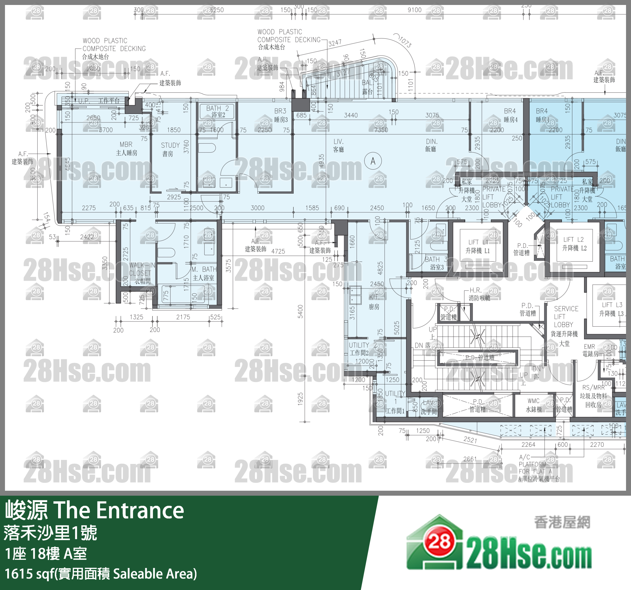 峻源 1座 18樓 A室 平面圖