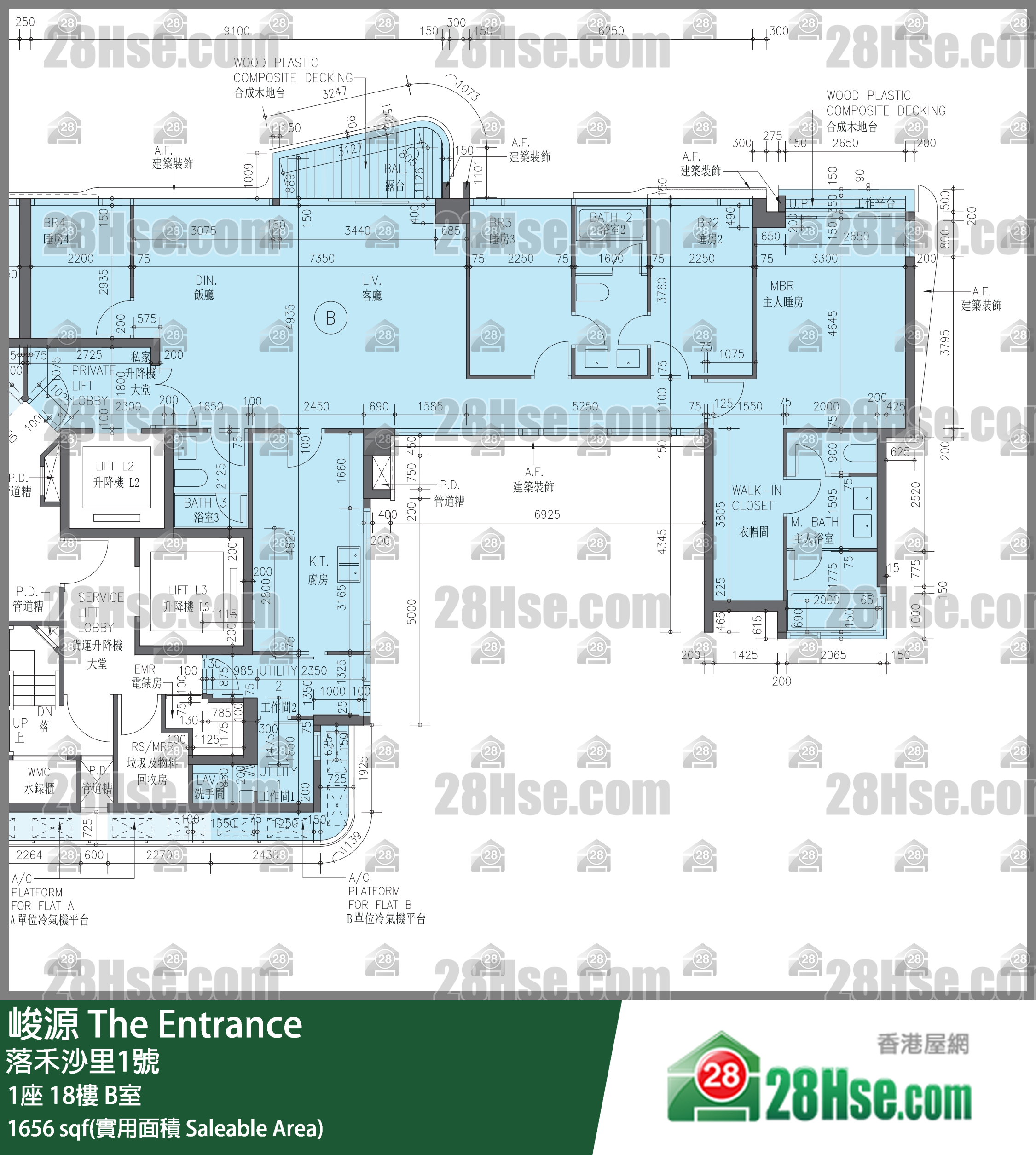 峻源 1座 18樓 B室 平面圖