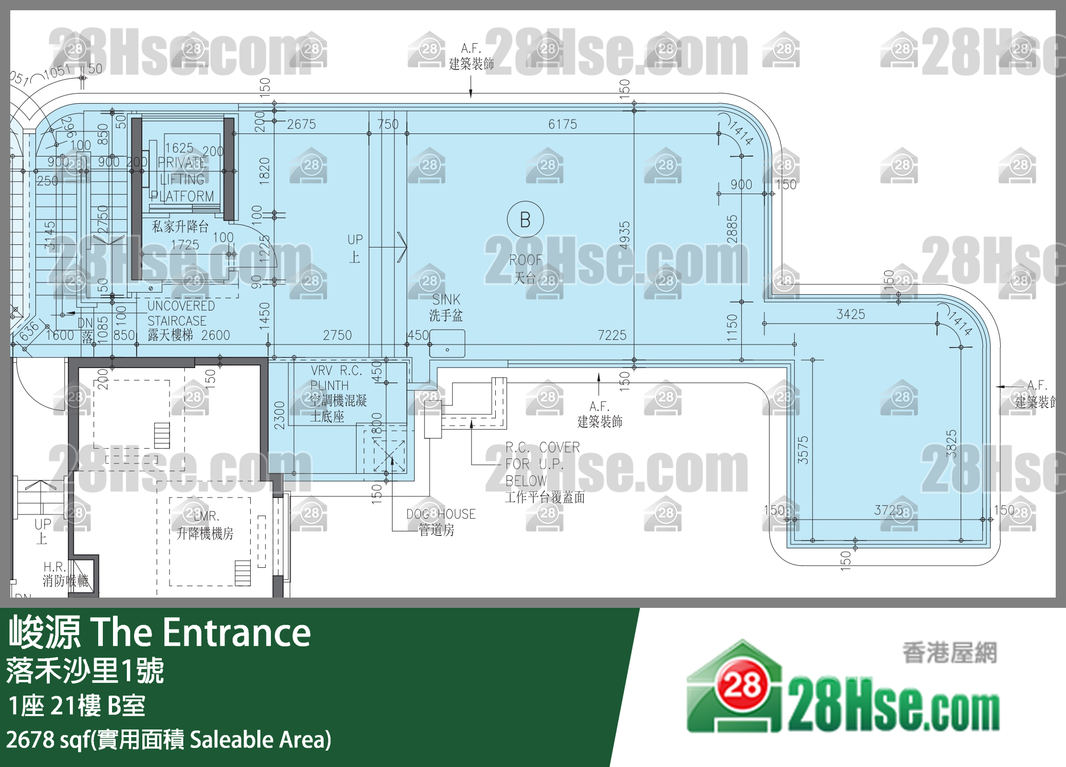 峻源 1座 21樓 B室 平面圖
