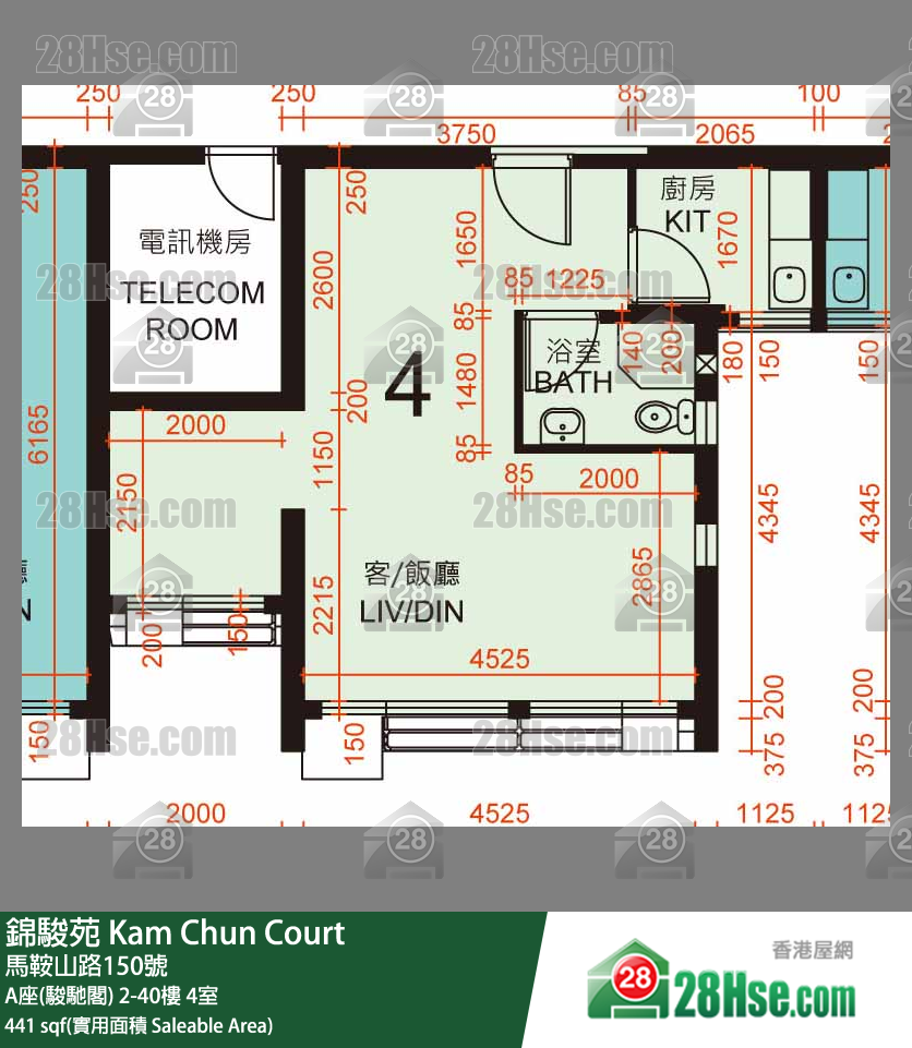 錦駿苑 A座(駿馳閣) 24樓 4室 平面圖