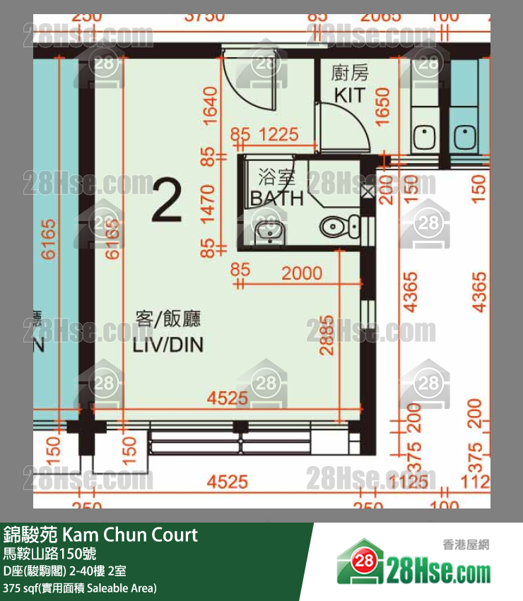 錦駿苑 D座(駿駒閣) 30樓 2室 平面圖