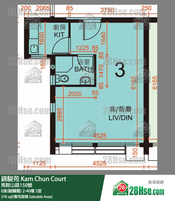 錦駿苑 E座(駿驥閣) 20樓 3室 平面圖