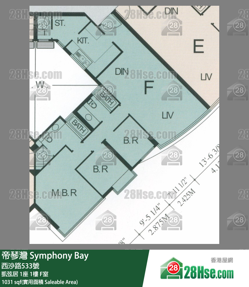 帝琴灣 凱弦居1座1樓 F室 平面圖