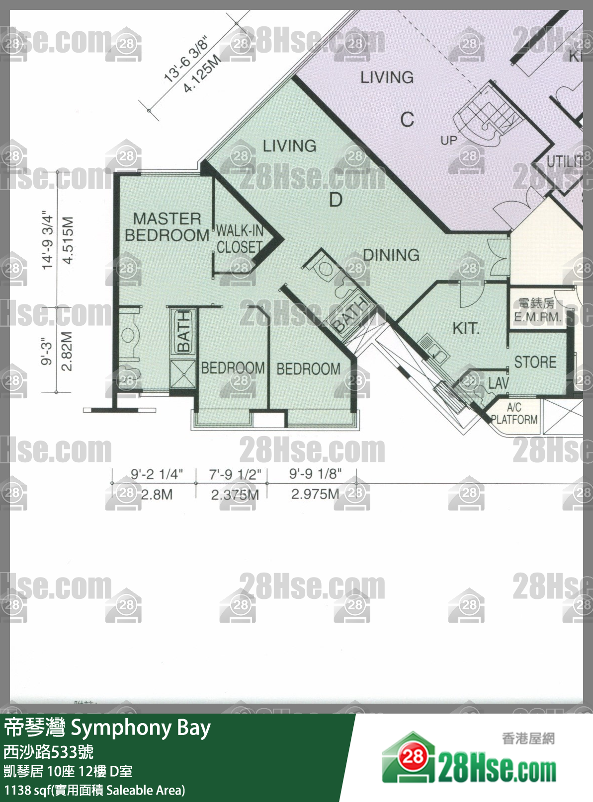 帝琴灣 凱琴居10座12樓 D室 平面圖