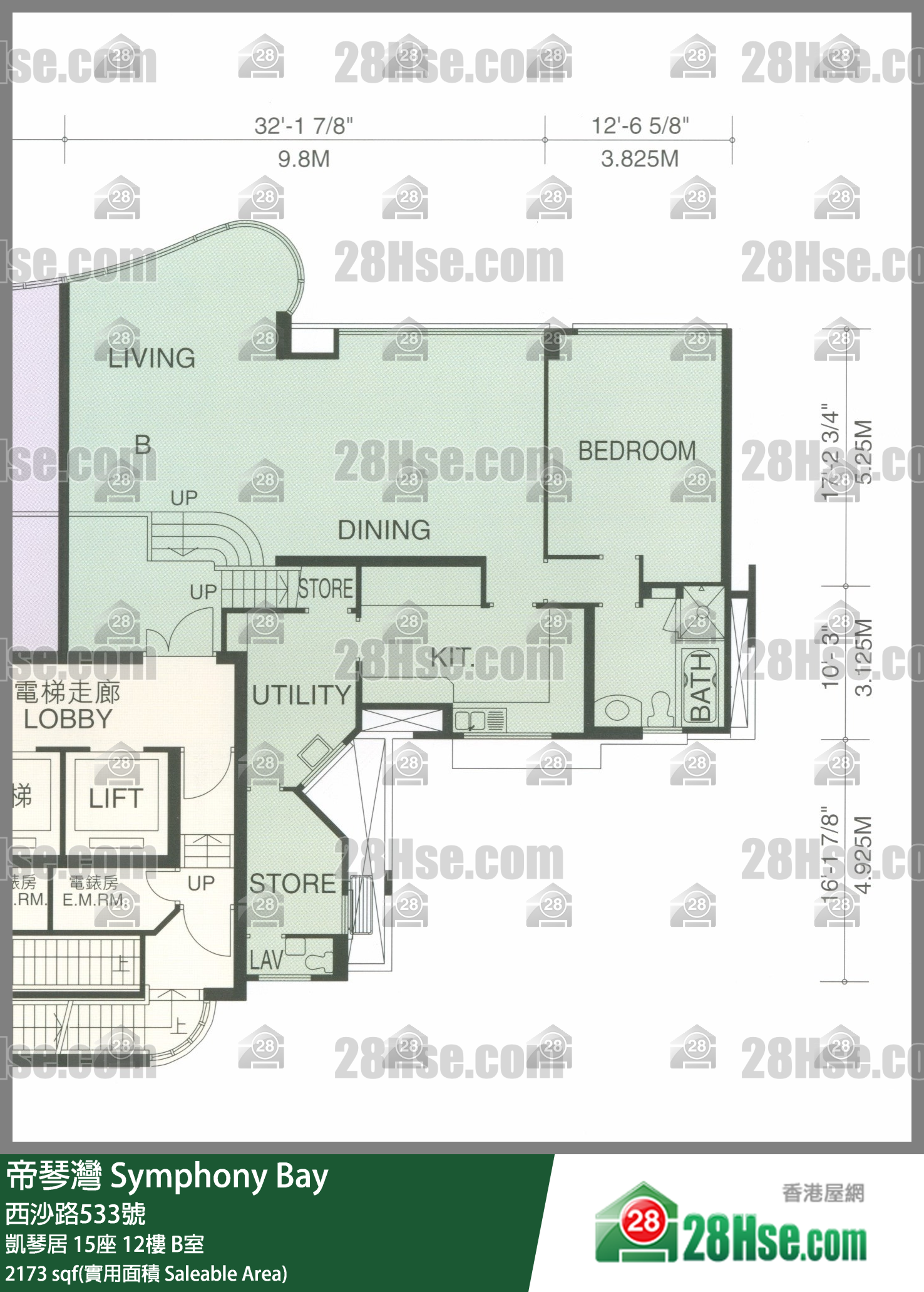 帝琴湾 凯琴居15座12楼 B室 平面图