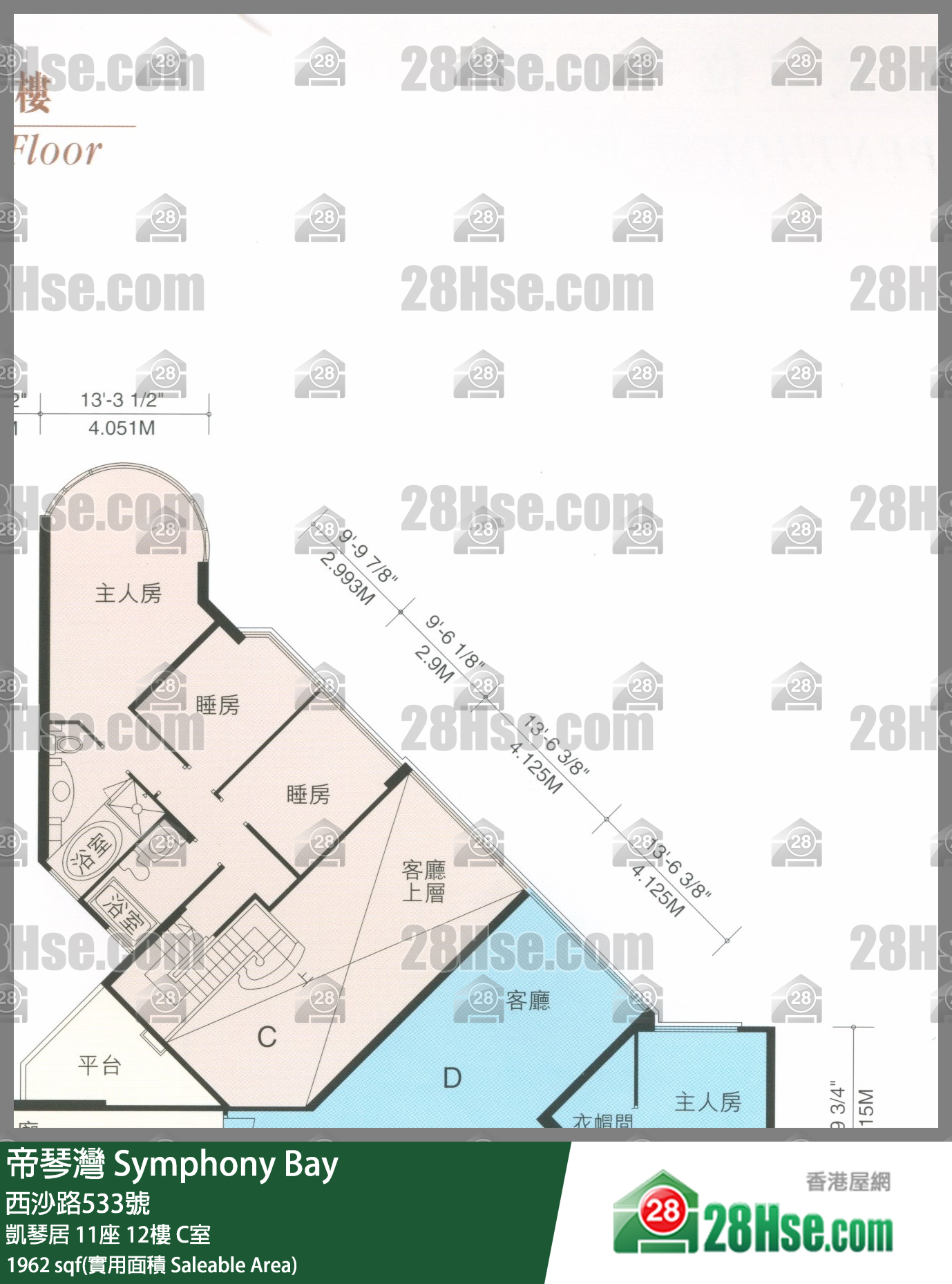 帝琴湾 凯琴居11座12楼 C室 平面图
