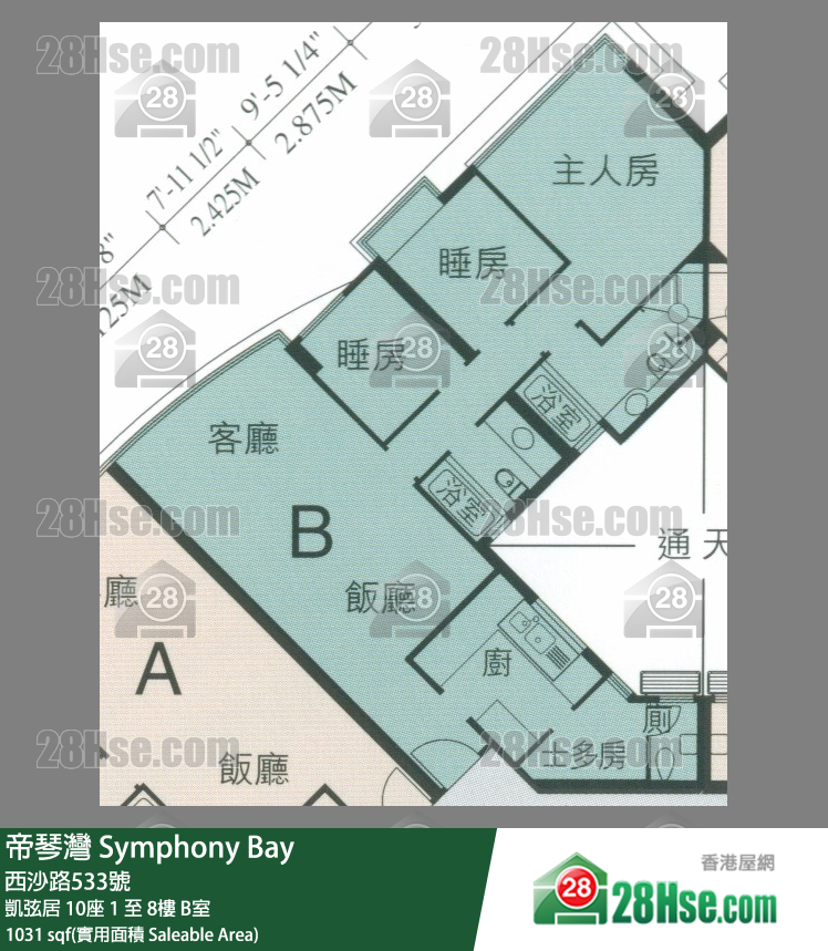 帝琴灣 凱弦居10座6樓 B室 平面圖