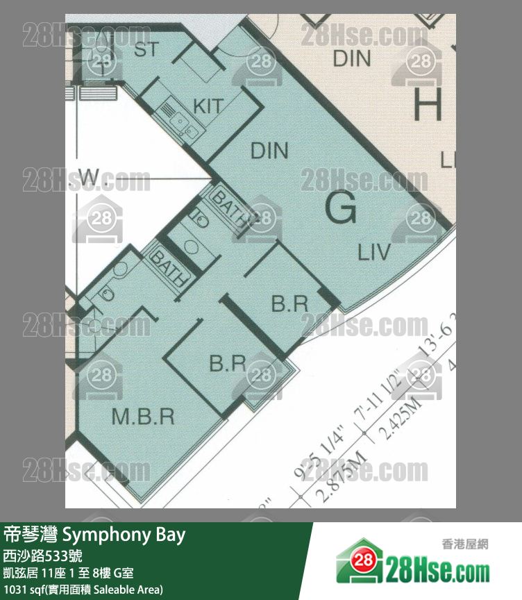 帝琴灣 凱弦居11座8樓 G室 平面圖