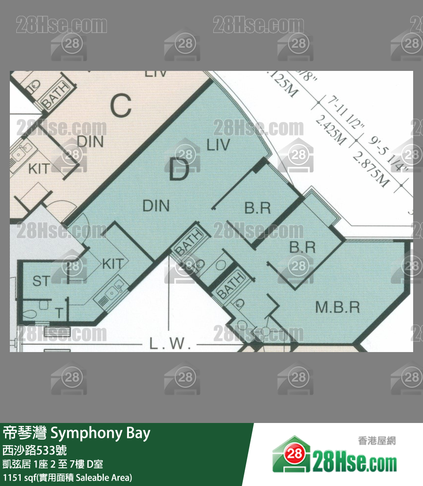 帝琴灣 凱弦居1座6樓 D室 平面圖