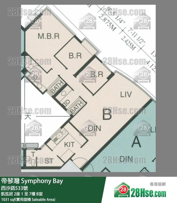 帝琴灣 凱弦居2座2樓 B室 平面圖