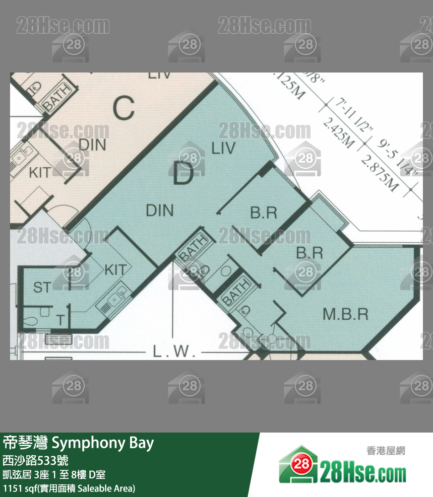 帝琴灣 凱弦居3座1樓 D室 平面圖