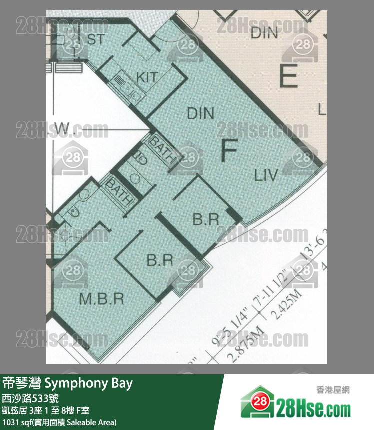 帝琴灣 凱弦居3座2樓 F室 平面圖