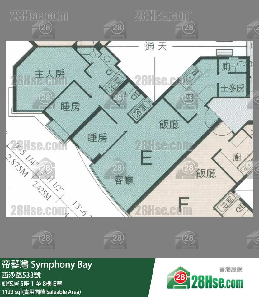 帝琴灣 凱弦居5座5樓 E室 平面圖