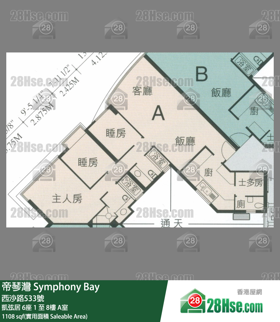 帝琴灣 凱弦居6座1樓 A室 平面圖
