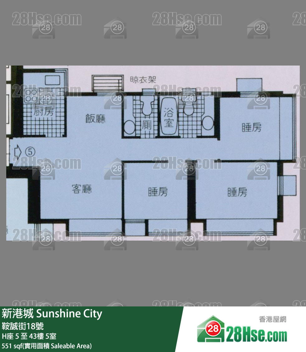 新港城 4期H座19樓 5室 平面圖