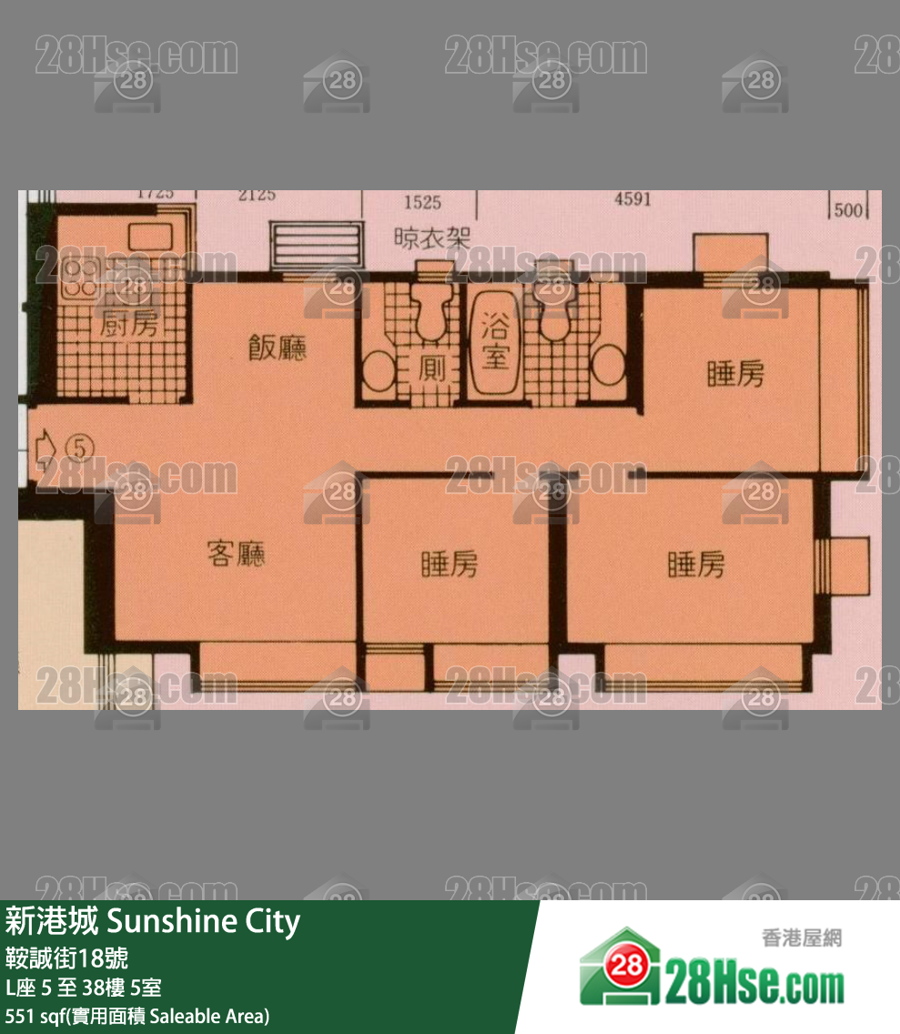 新港城 4期 L座 37樓 5室 平面圖