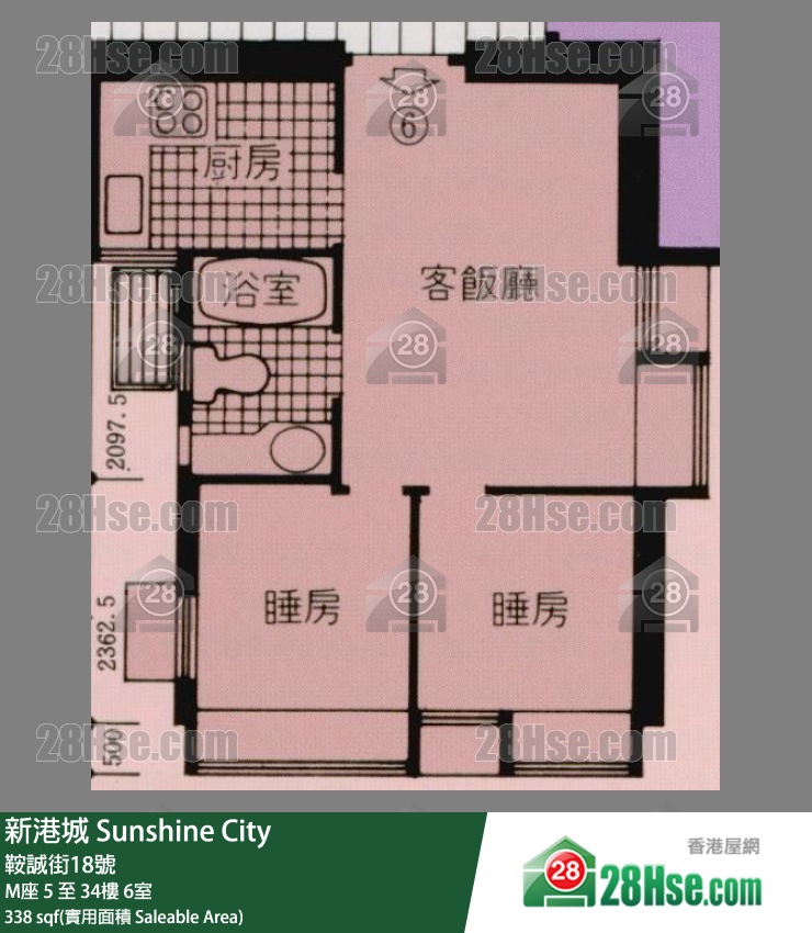 新港城 4期 M座 28樓 6室 平面圖