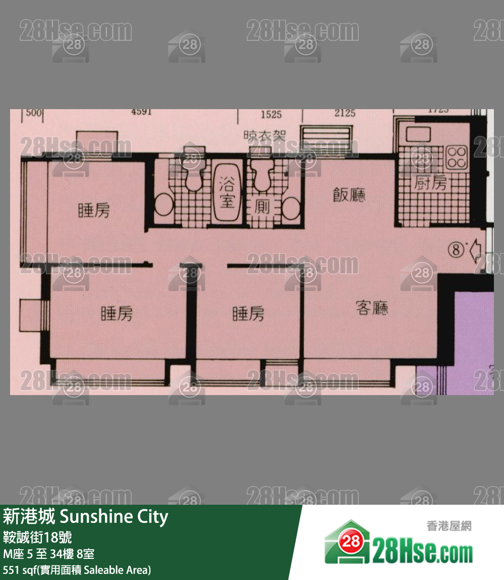 新港城 4期 M座 17樓 8室 平面圖