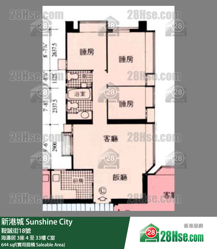 新港城 单位平面图(由 28Hse 提供)
