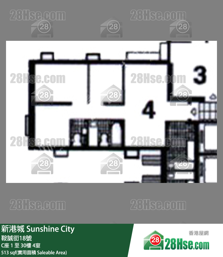 新港城 2期C座3樓 4室 平面圖