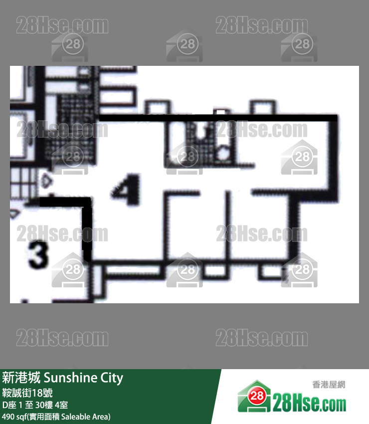 新港城 2期 D座 16樓 4室 平面圖