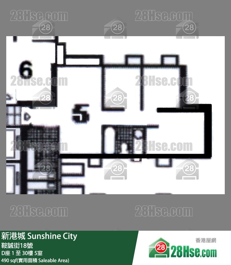 新港城 2期D座7樓 5室 平面圖