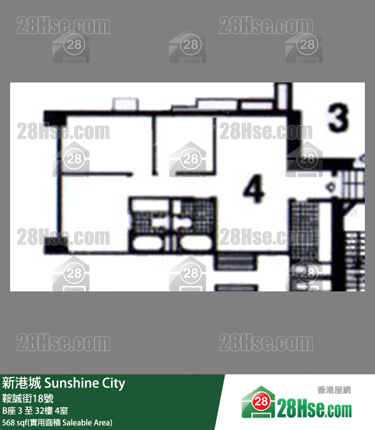 新港城 1期 B座 6樓 4室 平面圖