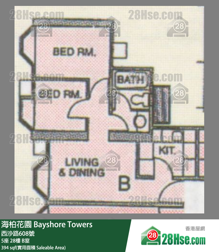 海柏花園 5座 28樓 B室 平面圖