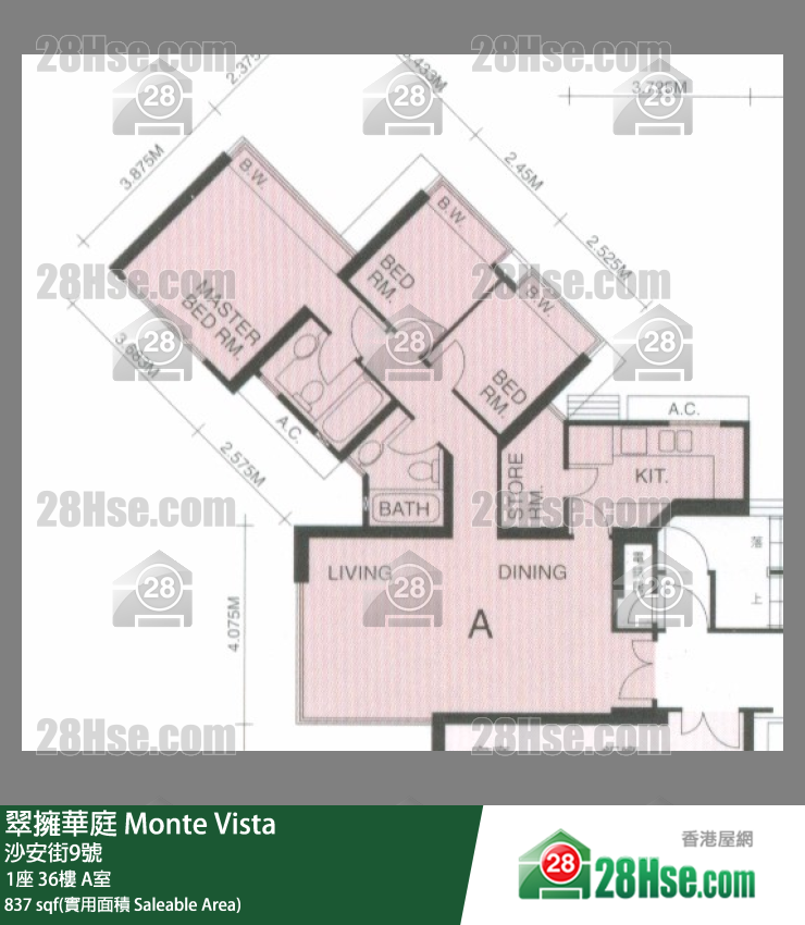 翠拥华庭 1座36楼 A室 平面图