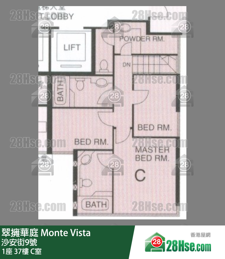 翠擁華庭 1座 37樓 C室 平面圖