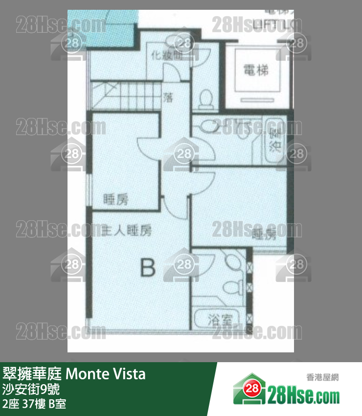 翠擁華庭 2座 37樓 B室 平面圖