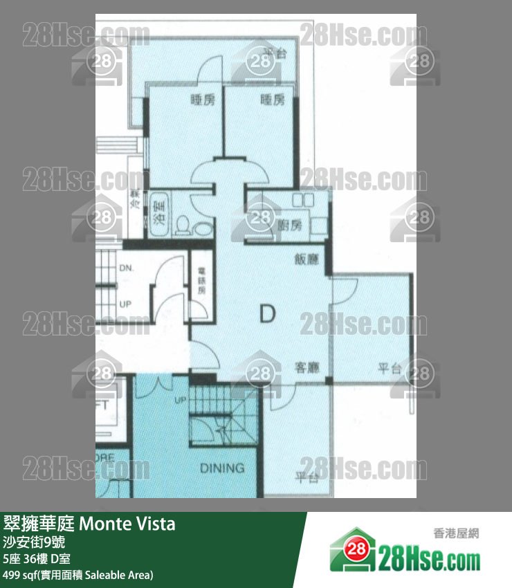翠拥华庭 5座 36楼 D室 平面图