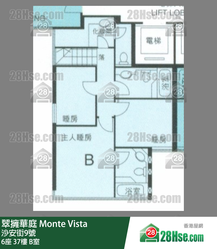 翠擁華庭 6座37樓 B室 平面圖
