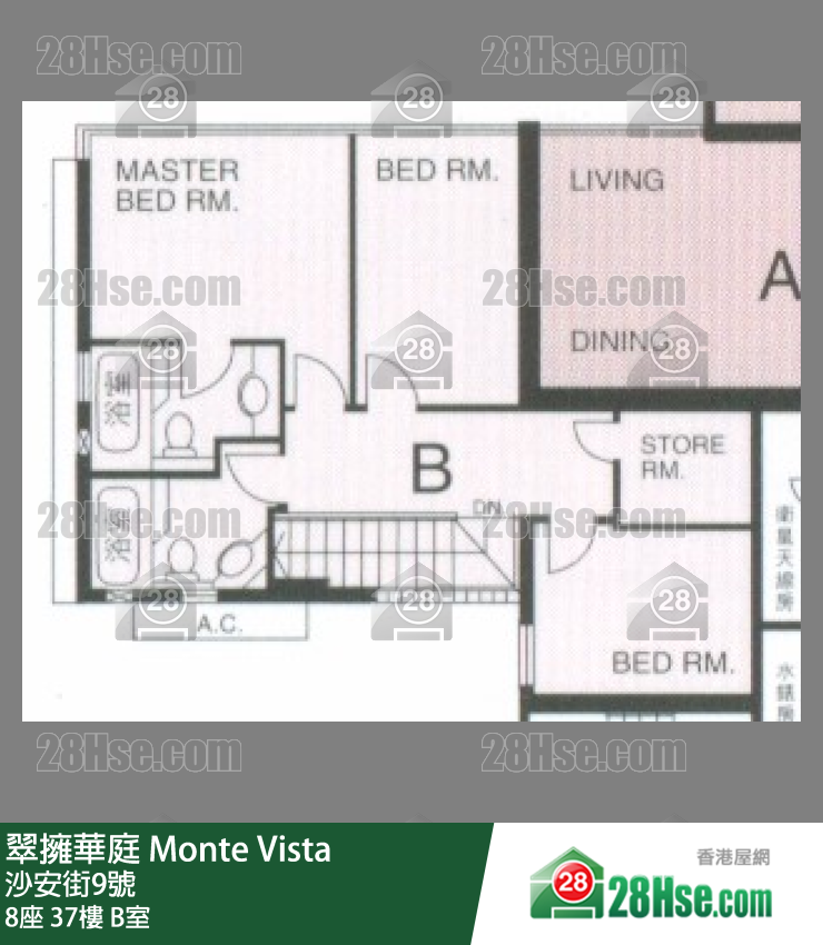 翠擁華庭 8座37樓 B室 平面圖