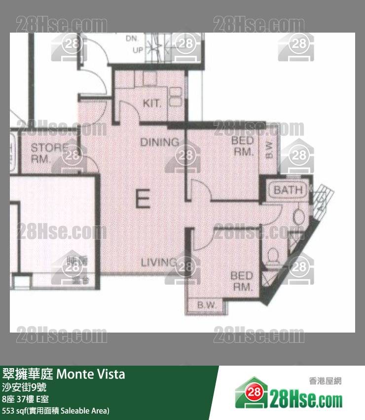 翠擁華庭 8座 37樓 E室 平面圖