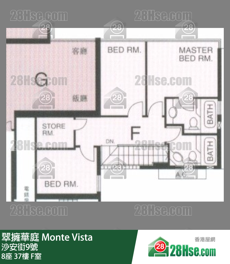 翠擁華庭 8座37樓 F室 平面圖