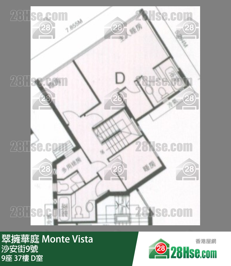 翠擁華庭 9座37樓 D室 平面圖