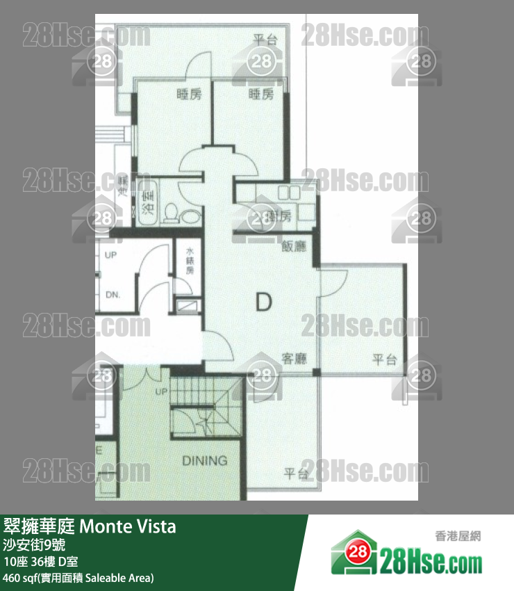 翠拥华庭 10座36楼 D室 平面图