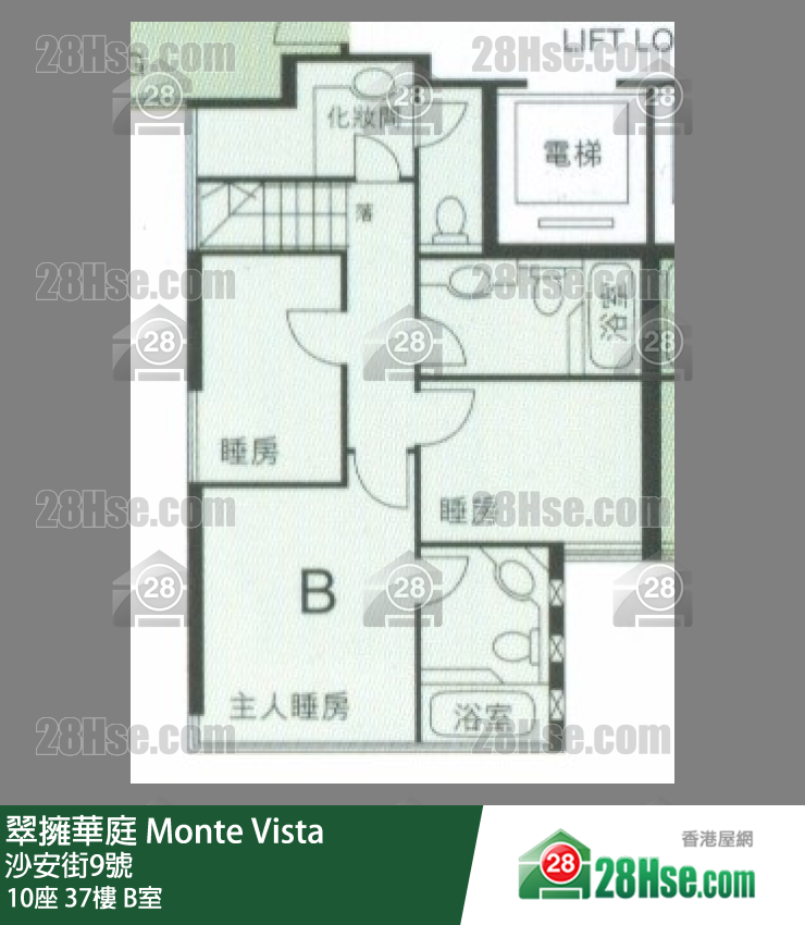 翠拥华庭 10座37楼 B室 平面图