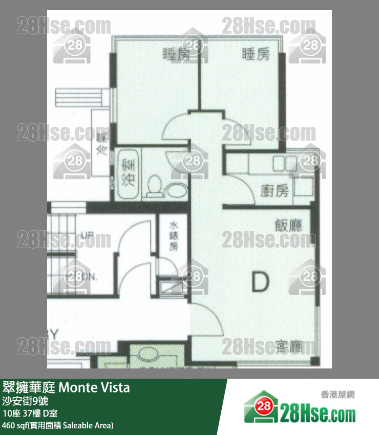 翠拥华庭 10座37楼 D室 平面图