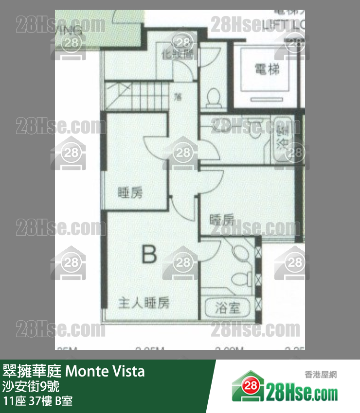 翠擁華庭 11座37樓 B室 平面圖