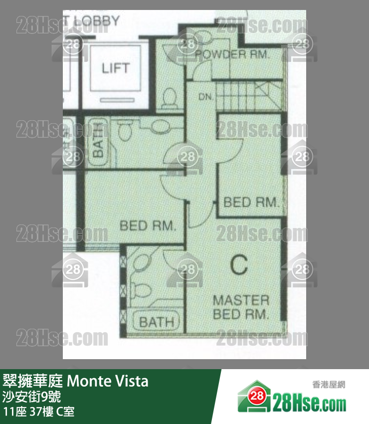 翠擁華庭 11座37樓 C室 平面圖