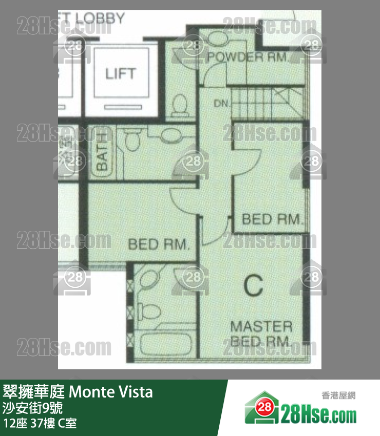翠擁華庭 12座37樓 C室 平面圖