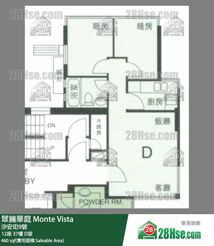 翠拥华庭 12座37楼 D室 平面图