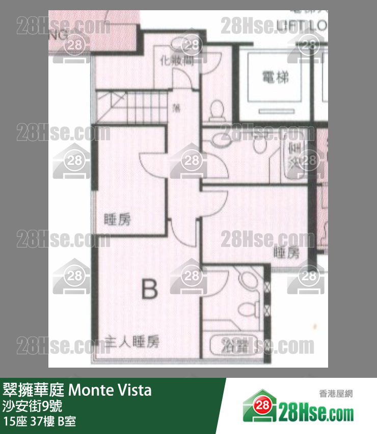 翠擁華庭 15座37樓 B室 平面圖