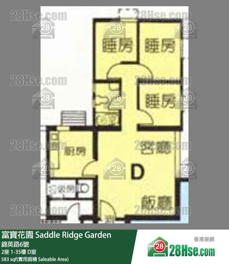 富寶花園 2座19樓 D室 平面圖