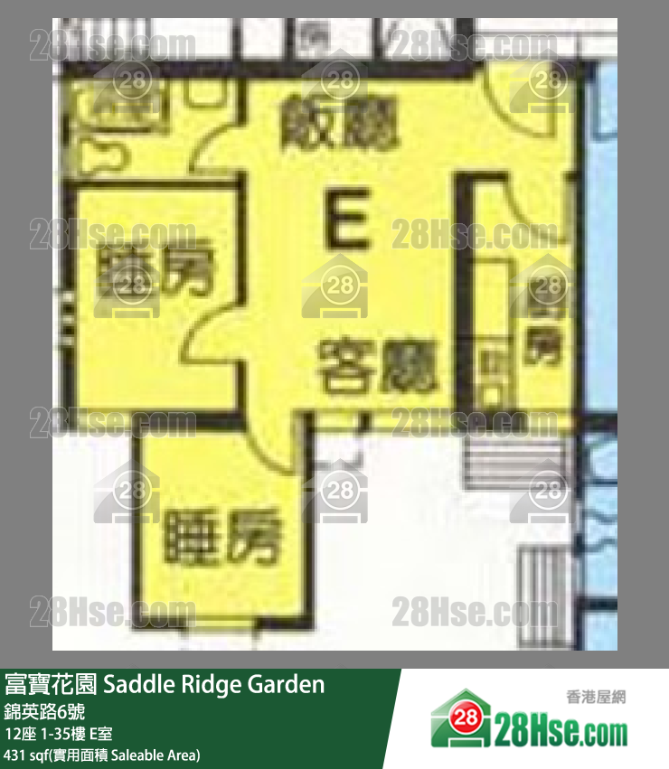 富寶花園 12座 28樓 E室 平面圖