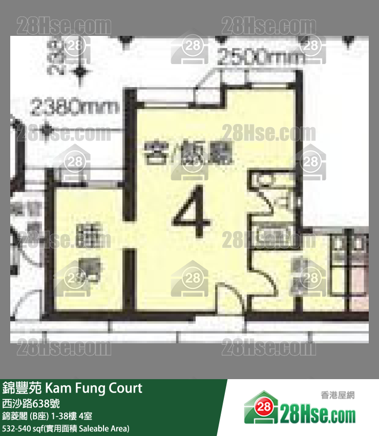 錦豐苑 錦菱閣 (B座)22樓 4室 平面圖